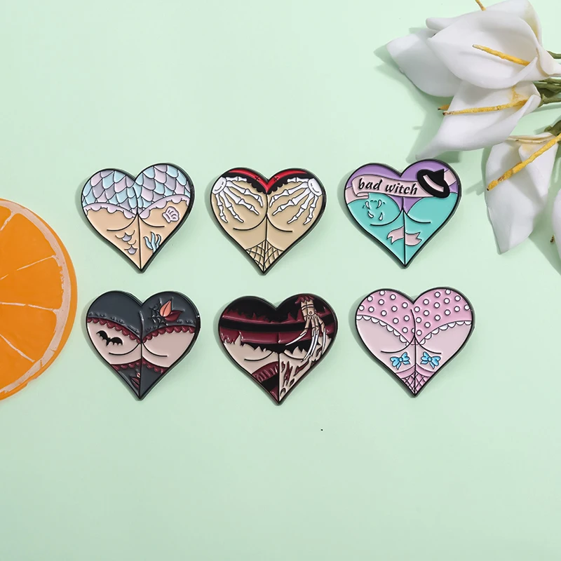 Эмалированные булавки в форме сердца ассортименте