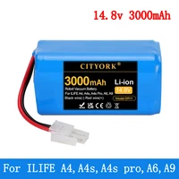 100new original 14 8v 3000mah li ion rechargeable battery for ilife a4 a4s a4s pro a6 a9 robot vacuum cleaner ilife battery