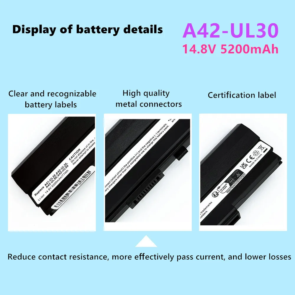 Аккумулятор для ноутбуков Asus A42-UL30, U40S, PL30, A31-UL30, A31-UL50, A31-UL80, A32-UL30, A32-UL50, A32-UL80, A41-UL30, A41-UL50, A41-UL80 (art.: 3920db70444ab) - 3920db70444ab