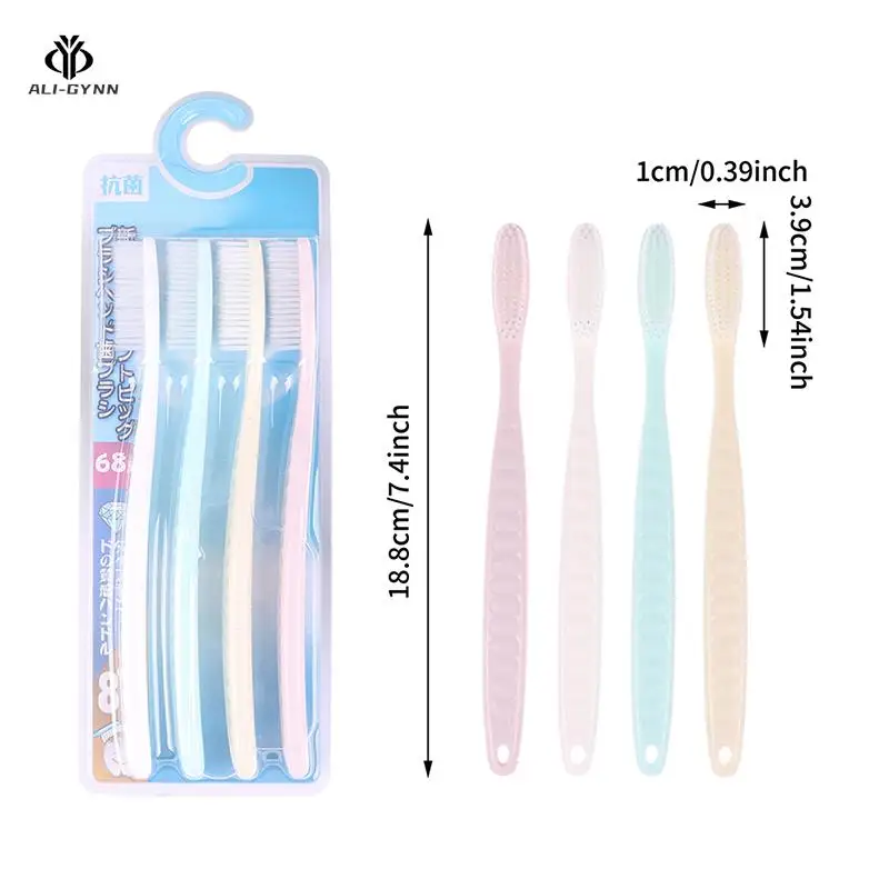 

4Pcs Soft Long Head Adult Big Head Toothbrush Japanese And Korean Comfortable Teeth Super Soft Oral Cleaning Brush
