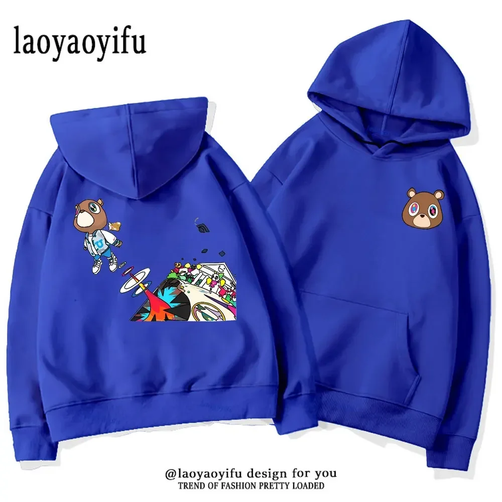 Ретро-худи Kanye West College в стиле 90-х свитшот с длинным рукавом Корейская версия