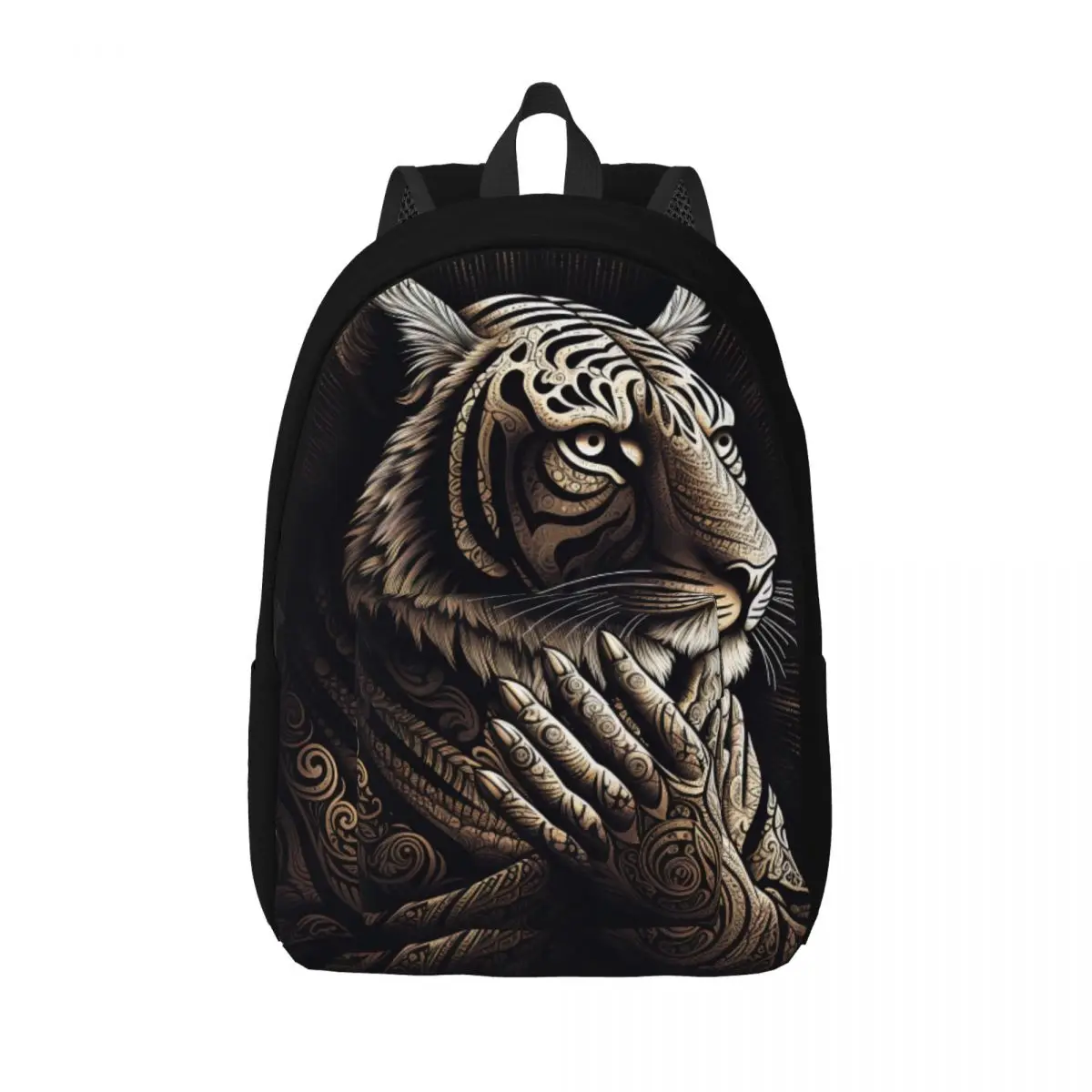 

Tiger Canvas Backpacks Intricate Lines Art Illustration Summer Unisex Backpack Cool Bags