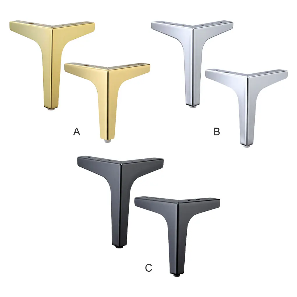 

4 Pieces Household Sofa Table Leg Living Room Bedroom Kitchen Screw Mounted Modern Triangular Legs Furniture Silver