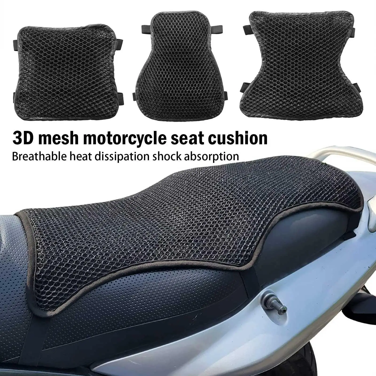 

Motorcycle Seat Cushion Double Layer 3D Mesh Cloth Breathable Non-slip Cool Seat Cover Heat Dissipation Shock Absorption Cushion
