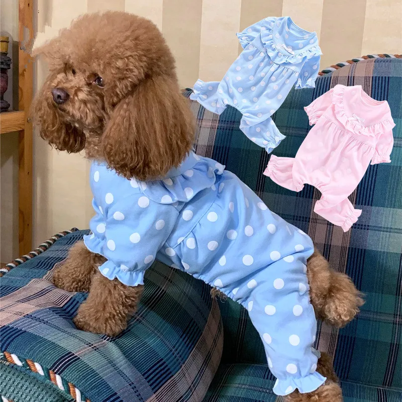 Pijama de algodón con lunares para perro, Mono para perro, Bichon Pomeranian, Schnauzer, Pug