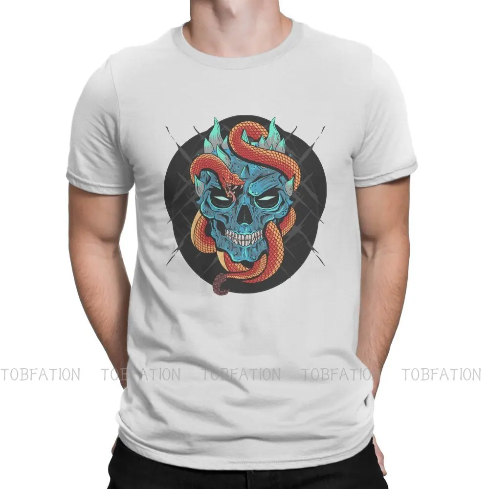 

Skull Head Punk and Snake Artwork Detail Harajuku TShirt Popularity Trend Style Tops Casual T Shirt Men Short Sleeve Unique