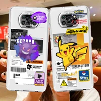 pokemon gengar pikachu phone case for xiaomi mi poco x4 x3 nfc f4 f3 gt m4 m3 m2 x2 f2 f1 pro c3 5g civi transparent tpu