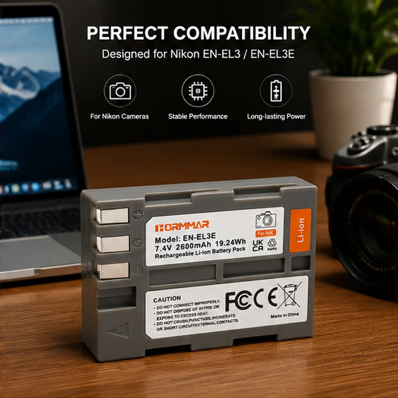 Фото Аккумулятор EN-EL3E + комплект зарядного устройства с ЖК-дисплеем и USB-портом для цифровых зеркальных камер Nikon D90 D80 D200 D300 D300S D700 D500, перезаряжаемые литий-ионные батареи №3