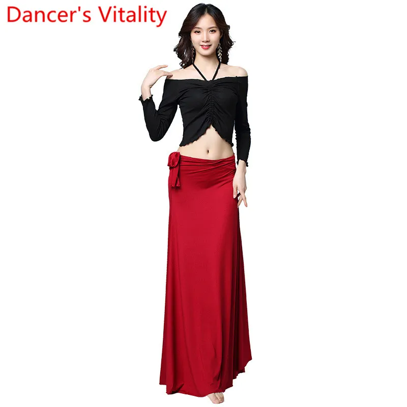 Зимний женский тренировочный костюм для танца живота топ с длинными рукавами