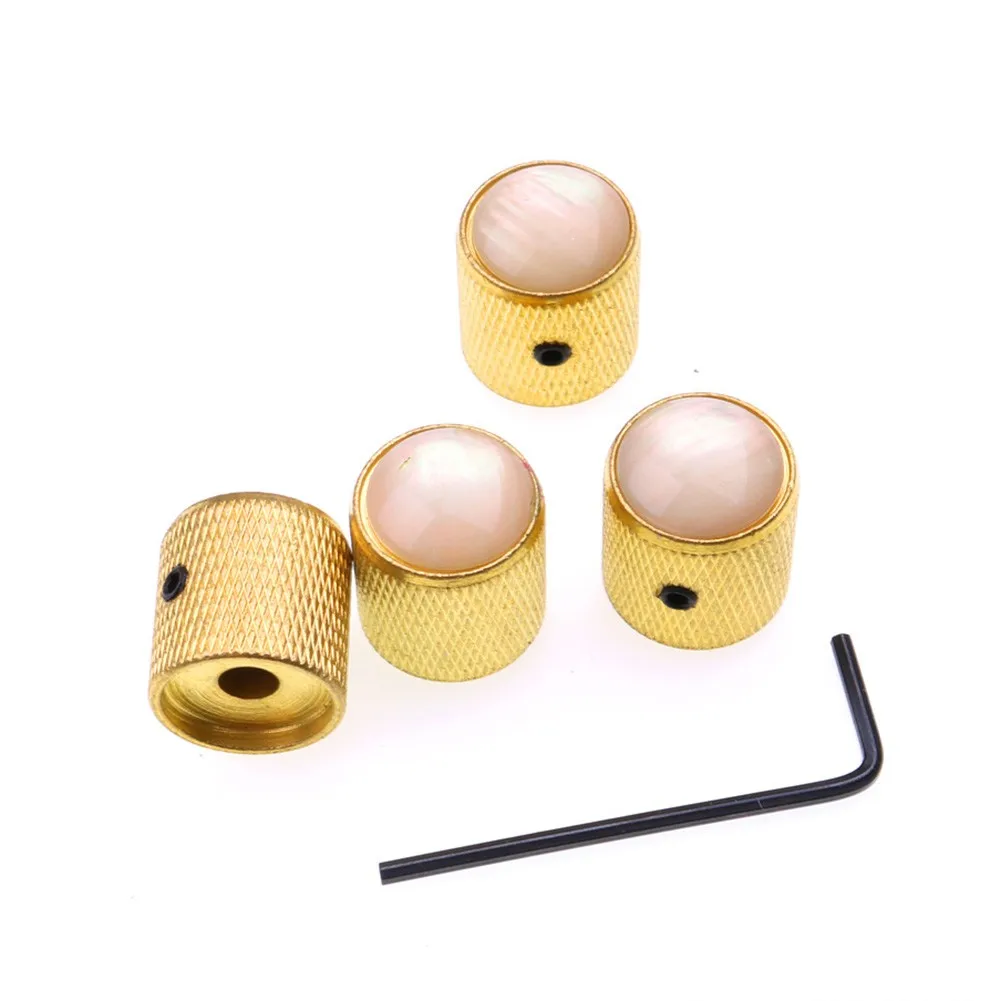 4Pcs Barrel Domed Knurled Guitar Control Knob Pearl Inlay For Tone Or Volume Knobs For Electric Guitar Bass Guitar Parts enlarge
