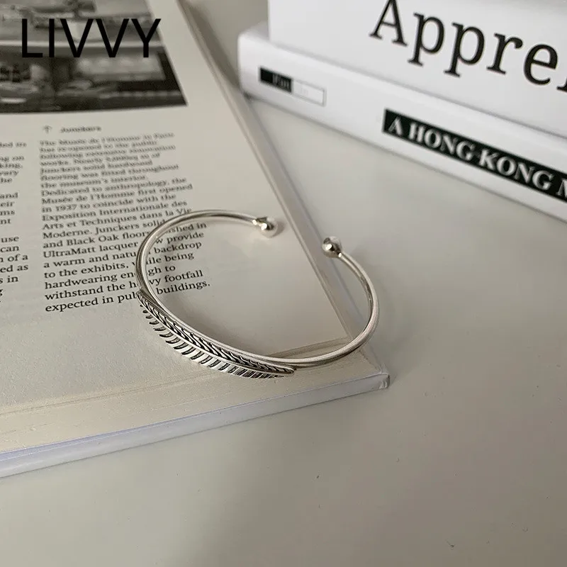

LIVVY Silver Color New Arrival Leaves Bracelet For Woman Trendy Creative Design Exquisite Party Jewelry Gifts