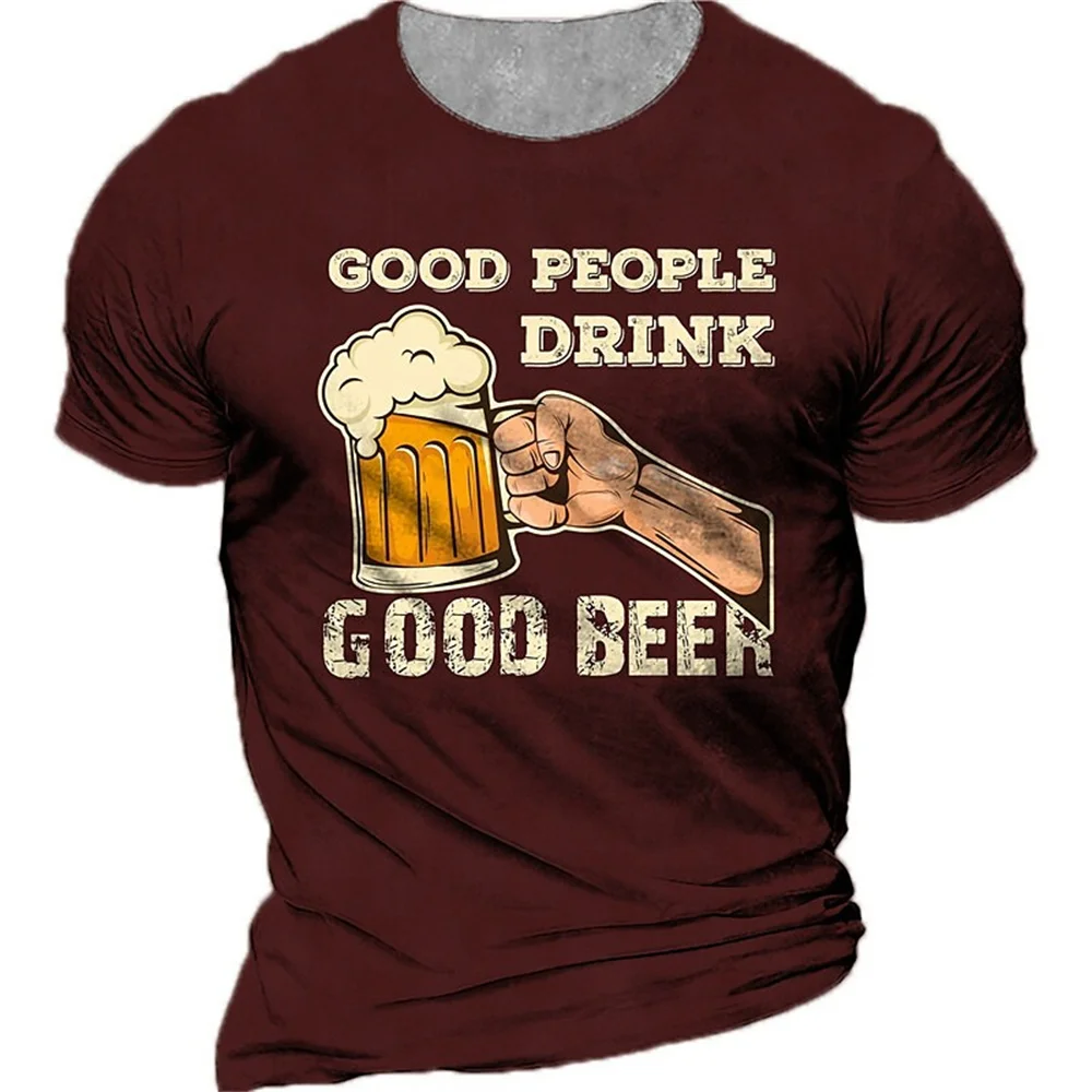 

Beer Print Men's T-shirts 3d Hip Hop Rock Tshirt Drinking Short Sleeve Male Clothing Vintage Tops For Men Homme Camiseta Hombre