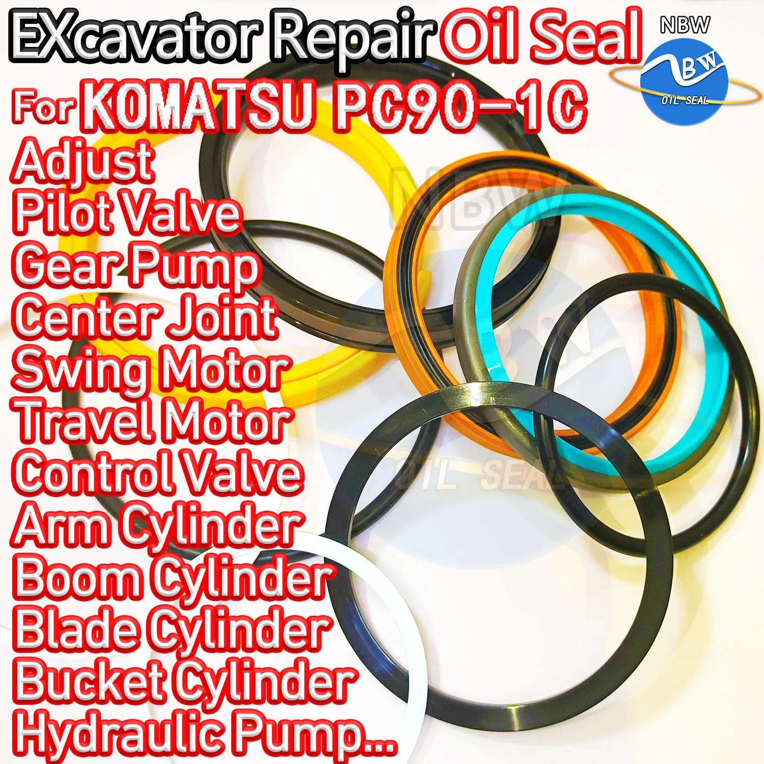 

For KOMATSU PC90-1C Excavator Oil Seal Kit High Quality Repair PC90 1C Track Spovel Hammer Construction Machinery Tool ZENOAH