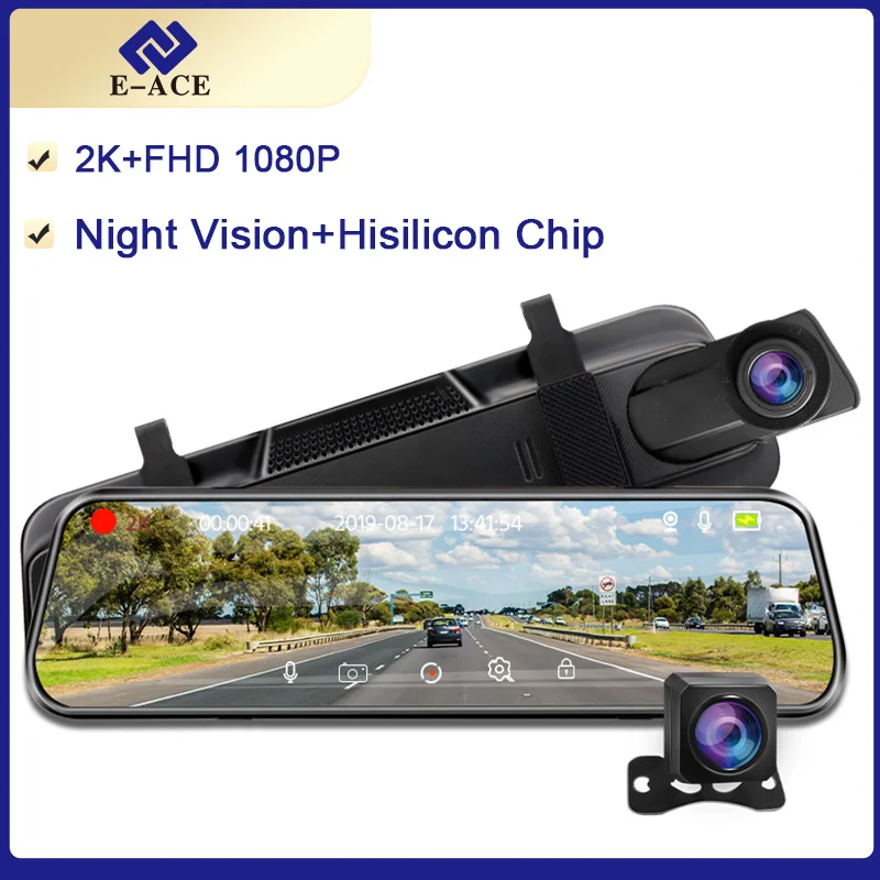 E-ACE A37 2K видеорегистратор Автомобильный Ultra HD 2160P Поддержка камеры заднего вида 1080P
