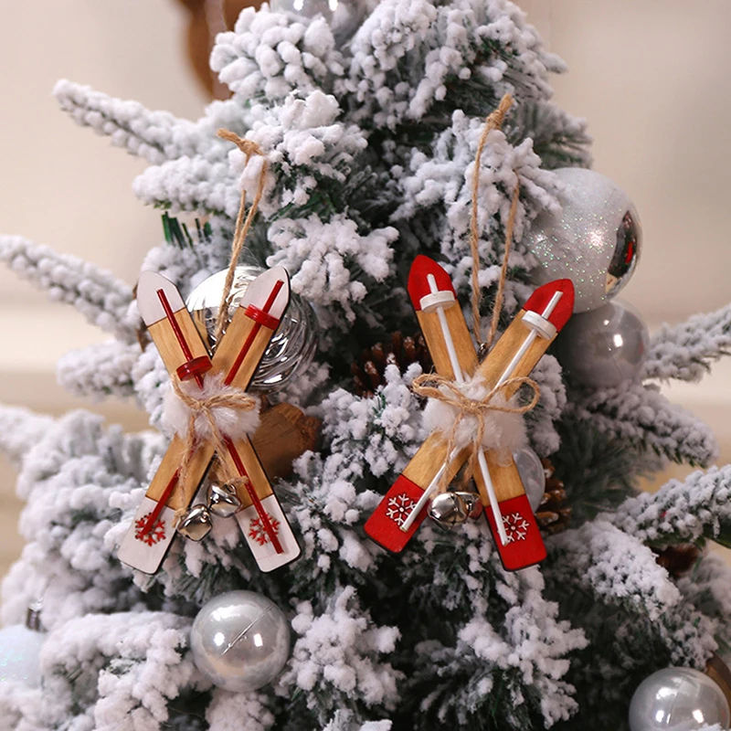 

1pc Mini Wooden Sleigh Gift Box Model Ski Board Miniture DIY Christmas Landscape For 1/12 Doll House Accessories Dollhouse Decor