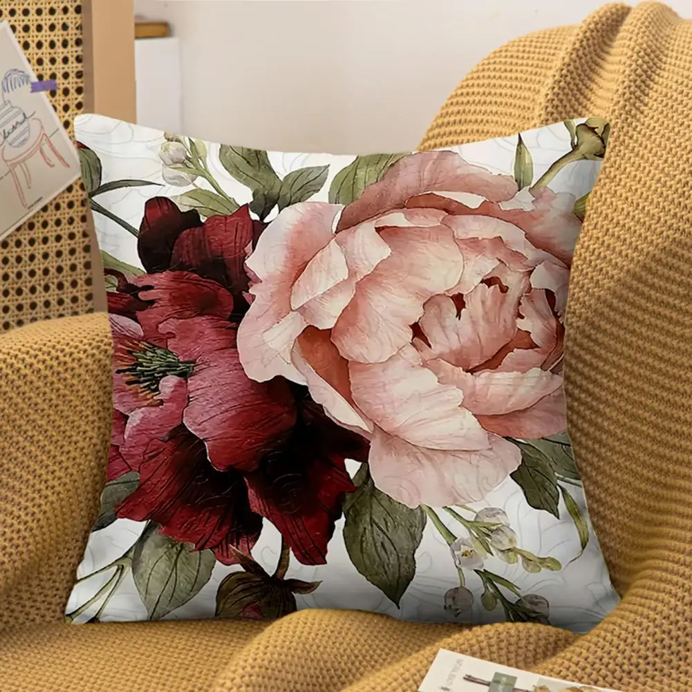 

Pillow Sham Breathable Cushion Slipcover Easy Care Floral Pattern Pillow Sham