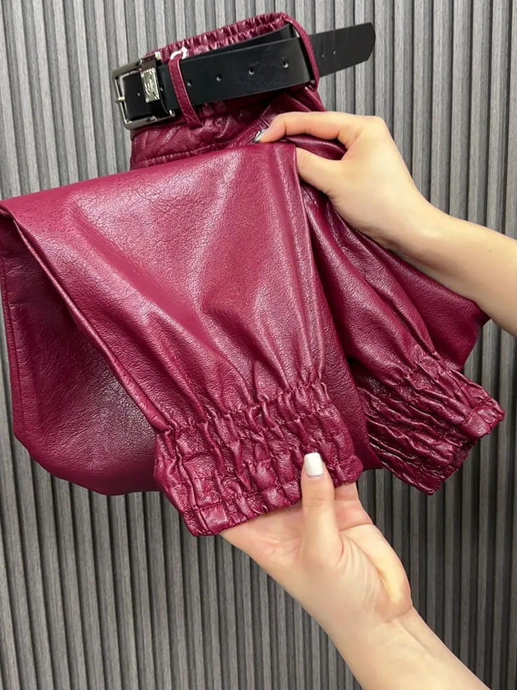 Брюки из ПУ кожи однотонные теплые брюки женские осенне-зимние корейские