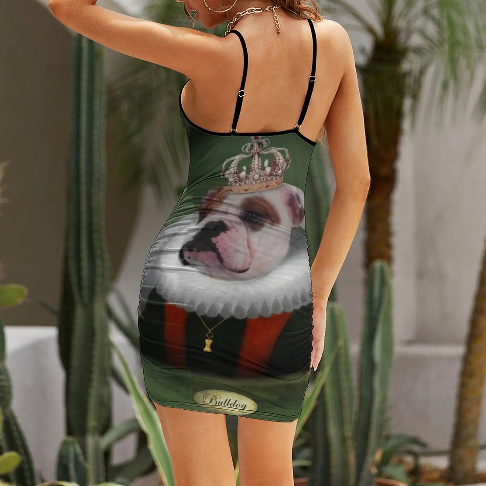 Eglish Bulldog Art - Платье на бретельках с бульдогом Люси платья для выпускного вечера