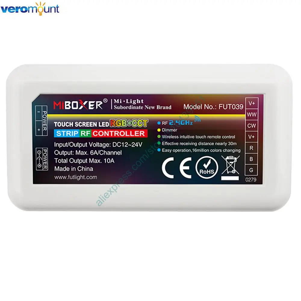 FUT039 Контроллер светодиодных лент MiBoxer RGBCCT DC12-24V Поддержка 4-зонного 2 4G RF