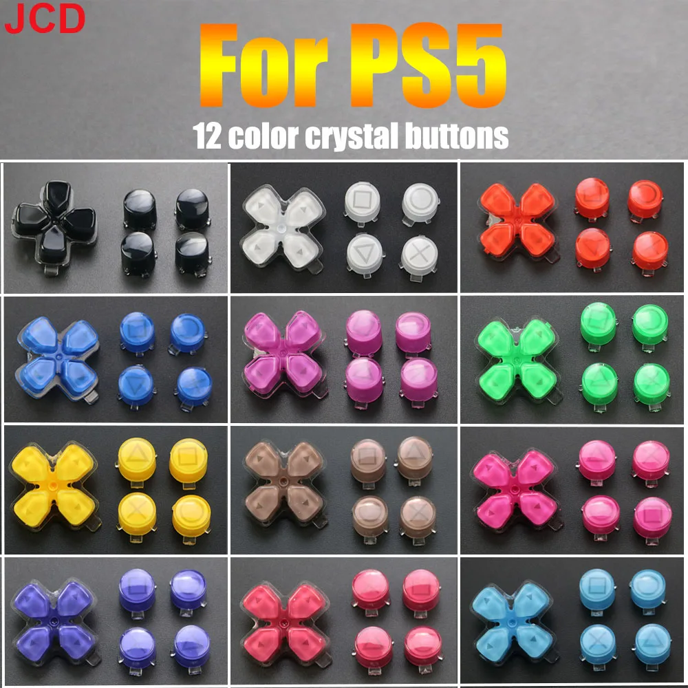 

JCD 12 Colors Replacement Plastic Crystal Buttons ABXY D Pad Driection Key Kit For PS5 Controller Repair Parts