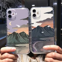 anime scenery transparent case for iphone 13 pro max se 2020 x xr xs 8 plus 11 12 13 max pro mini 6 6s 7 7p sn1d smart leather