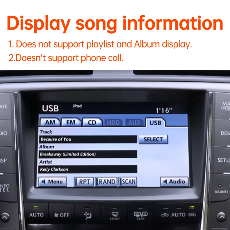 Фото Автомобильный адаптер USB Bluetooth 5,0, совместимый с разъемом музыкального интерфейса LEXUS GT IS GS GX LX Toyota iPod iPhone №4