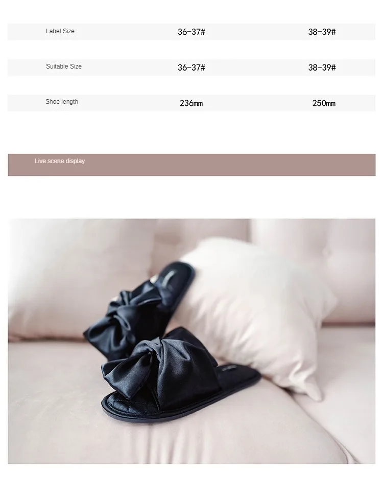 Indoor Non-Slip Slippers Ladies Satin Bow Sandals Stylish Comfortable Indoor Slippers Summer New Home Fabric Slippers