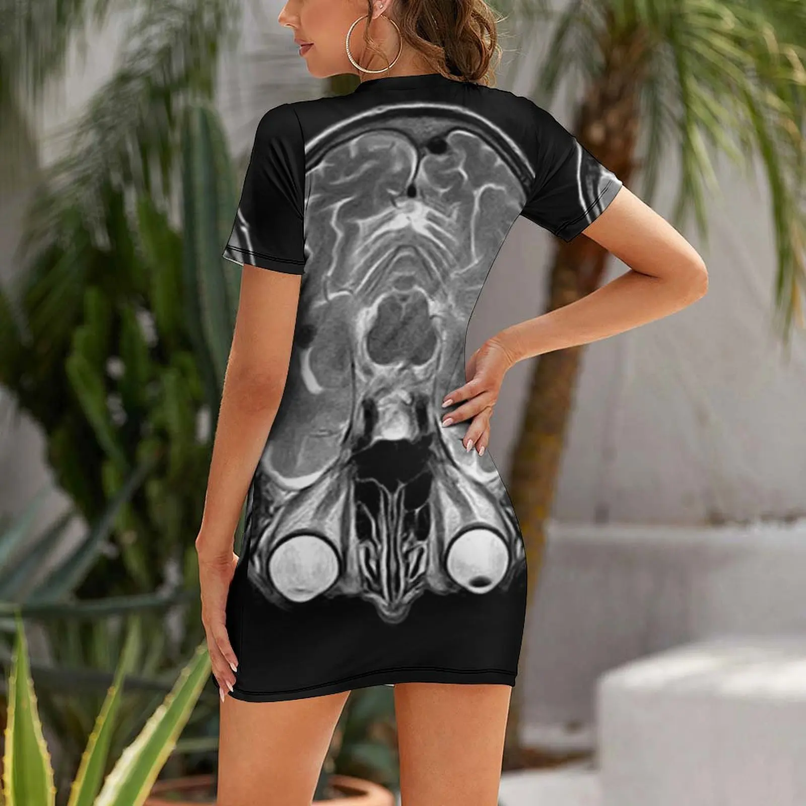 Платье MRI of the Brain с короткими рукавами фиолетовое платье для женщин летние