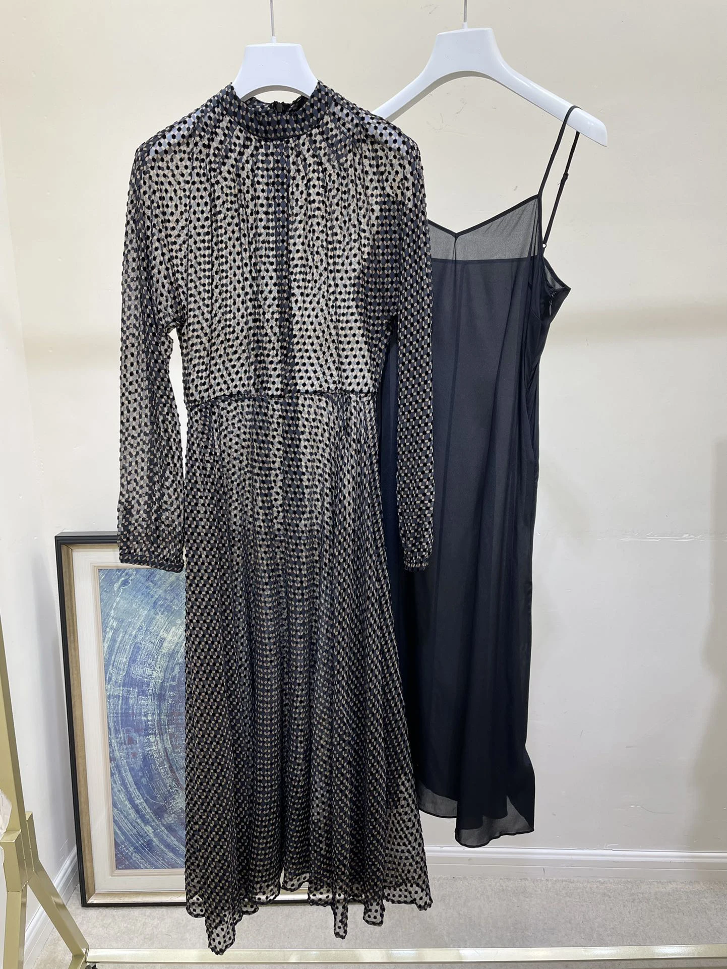 

Женское платье-туника в горошек, элегантное винтажное платье средней длины на тонких бретелях, роскошная одежда, весна 2023