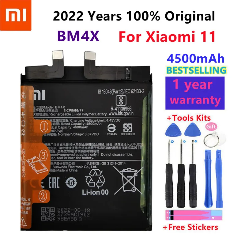

100% Original Xiao Mi BM4X 4710mAh Phone Battery For Xiaomi 11 Xiaomi11 Mi11 Replacement Batteries Bateria
