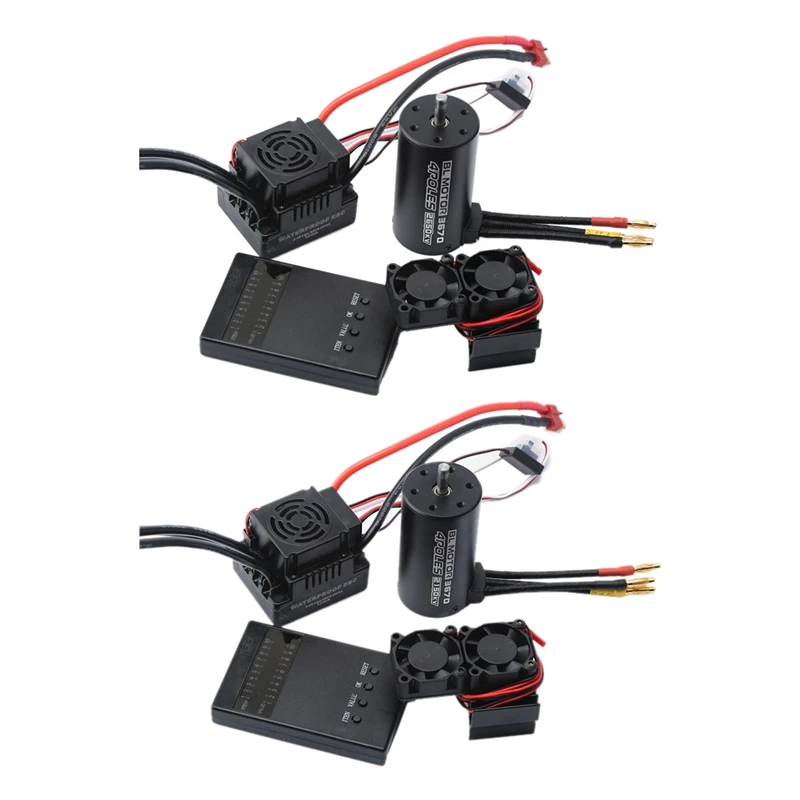 

Waterproof 3670 Brushless Motor 120A Brushless ESC Programming Card Combo Set For 1/8 RC Car Truck