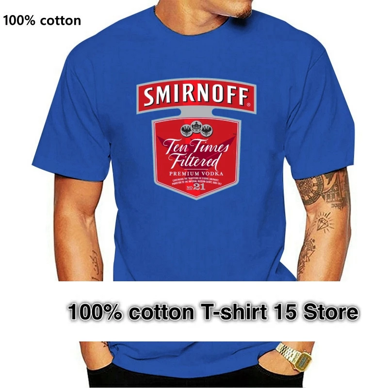 Camiseta de манга corta para hombre camisa Color Solid Lido a la moda с логотипом Водки Smirnoff dise?o único