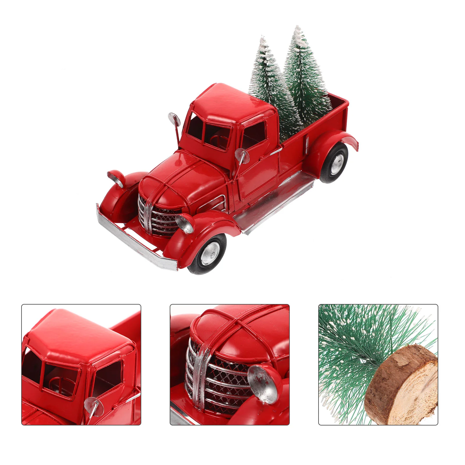 

Truck Christmasdecoration Car Figurine Models Pickup Ornament Metal Desktop Model Gifts Tree Decorative Farmhousered Table