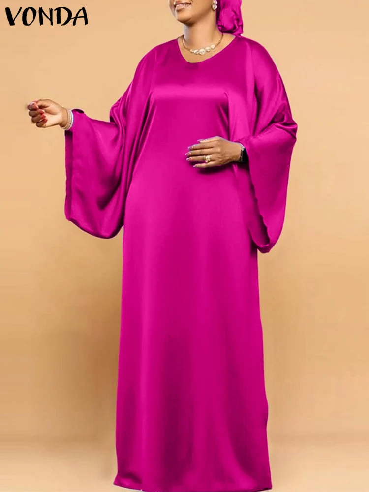

VONDA 2022 Oversize Fashion Robe Women Long Sleeve Holiday Sundress Female Party Flare Sleeve Maxi Dress Casual Y2k Faldas Saias