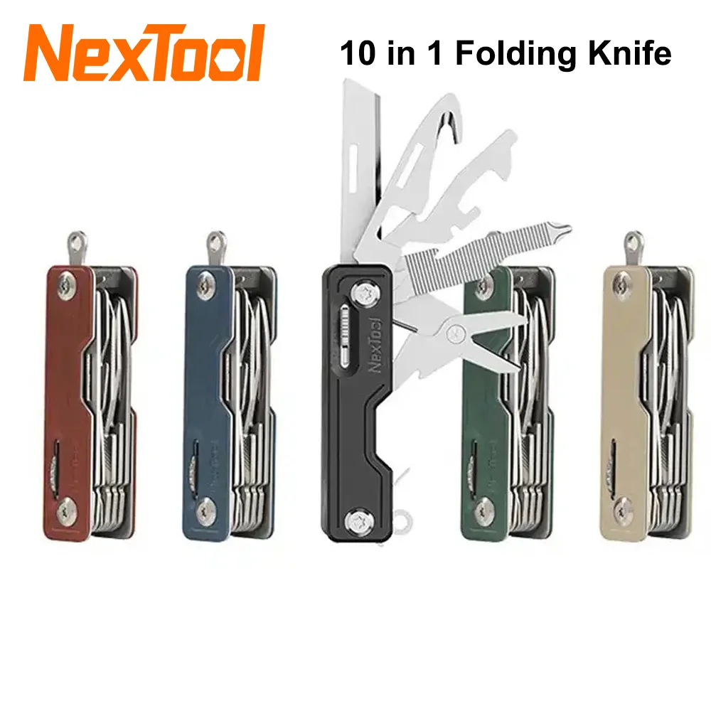 Фото Складной нож Nextool 10 в 1, многофункциональные инструменты EDC, нож для распаковки, ножницы, отвертка, складные уличные инструменты, зажим для выживания, острый резак №1