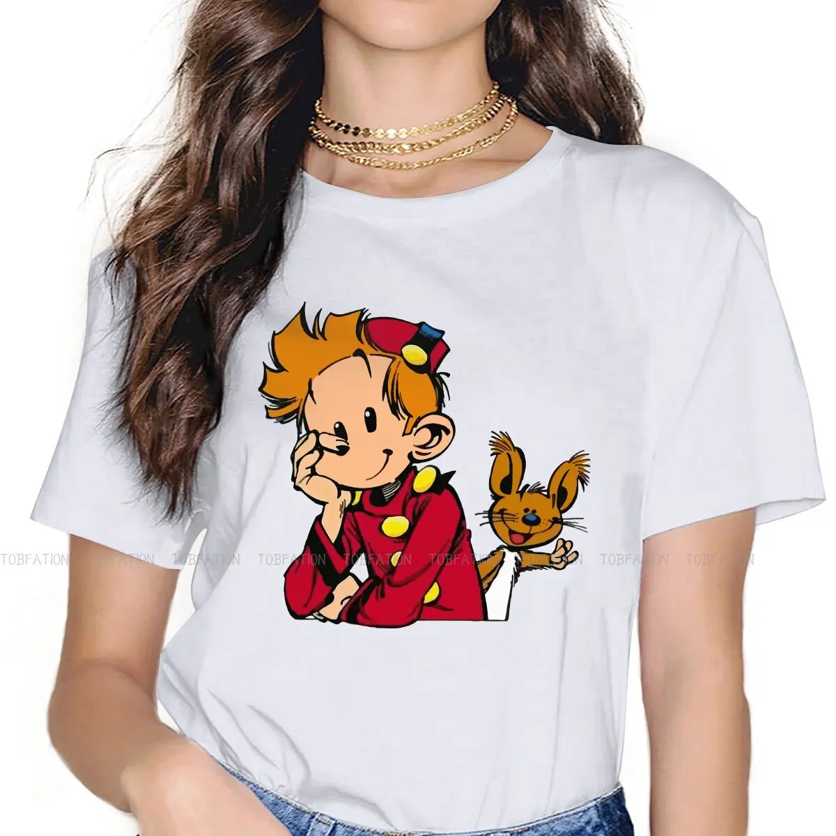 

Женская одежда Spirou Spip, женские футболки с графическим принтом, винтажные готические свободные топы, футболка, милая уличная одежда для дево...