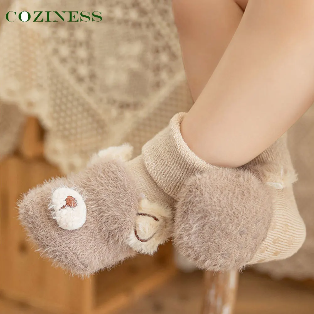 

Baby Toddler Socks Winter Thickened Plush Cartoon Non-Slip Learning Walk Sock Baby Toddler Outdoor Cold Protection Warm Socks