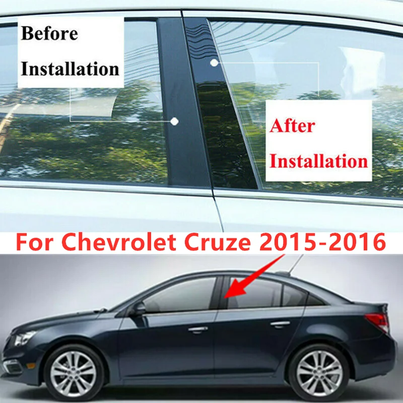 

6 шт./набор, наклейки на стойки автомобиля, для Chevrolet Cruze 2015 2016