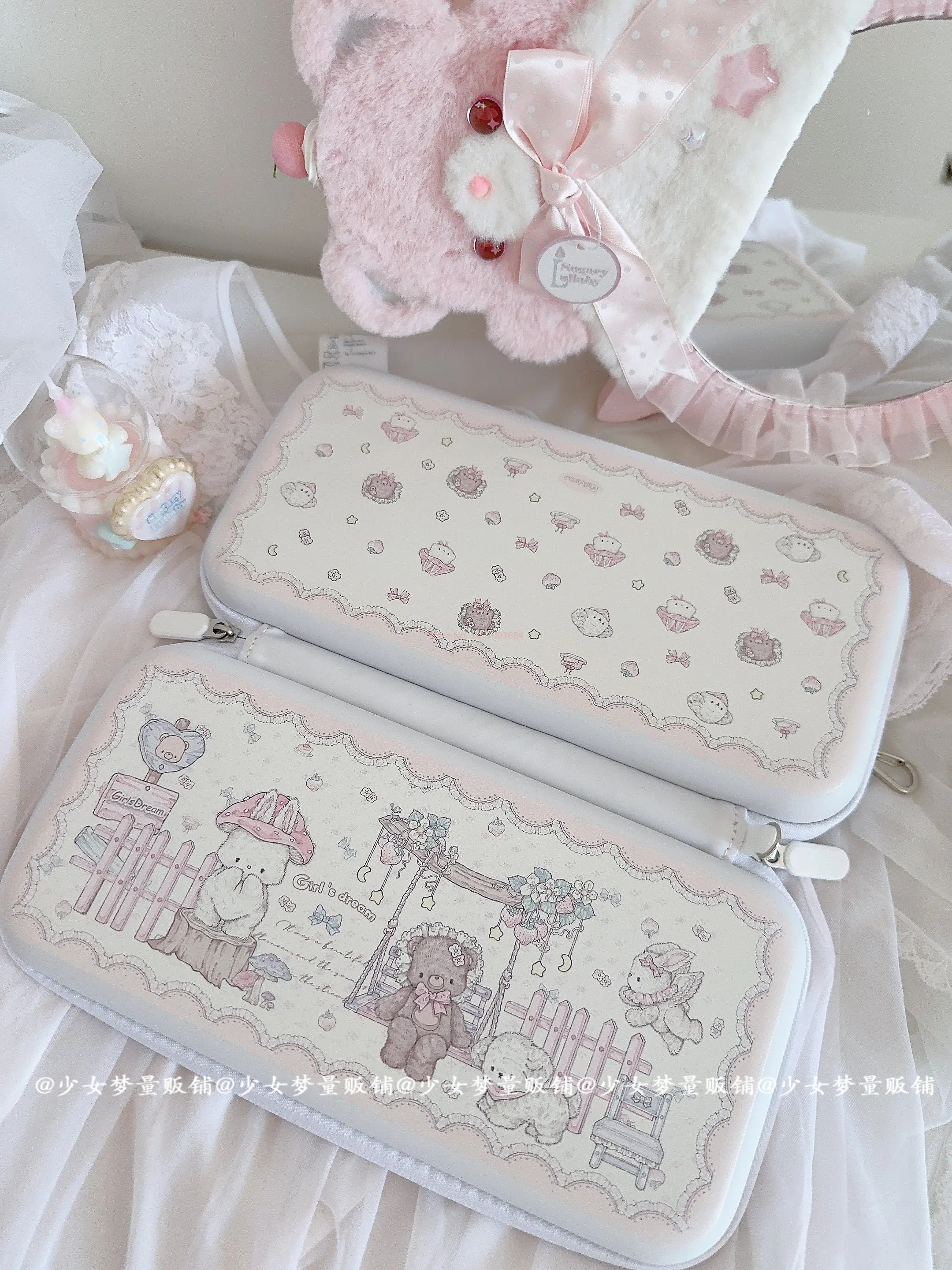 Фото Защитный чехол Girls Dream Switch для Switch Oled Ns, жесткий и мягкий, с милым принтом «Чаепитие с медведями», для игровой консоли №5