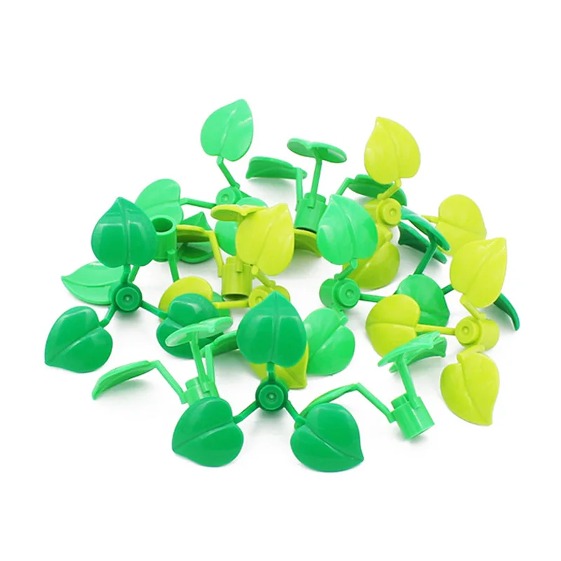 

50pcs Children DIYPlants Building Blocks MOC Peach Leaves Grass Bricks Compatible Flower Stem Building Blocks Particle Toy Gift