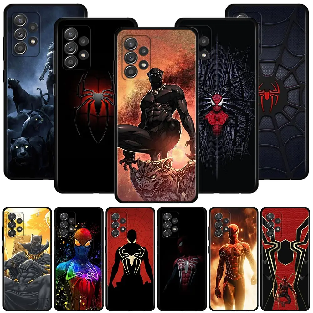 

Marvel Panther SpiderMan Phone Case For Samsung Galaxy A12 A72 A51 A52 A73 A53 Cover A71 A32 A21s A52s A13 A22 A03s Capa