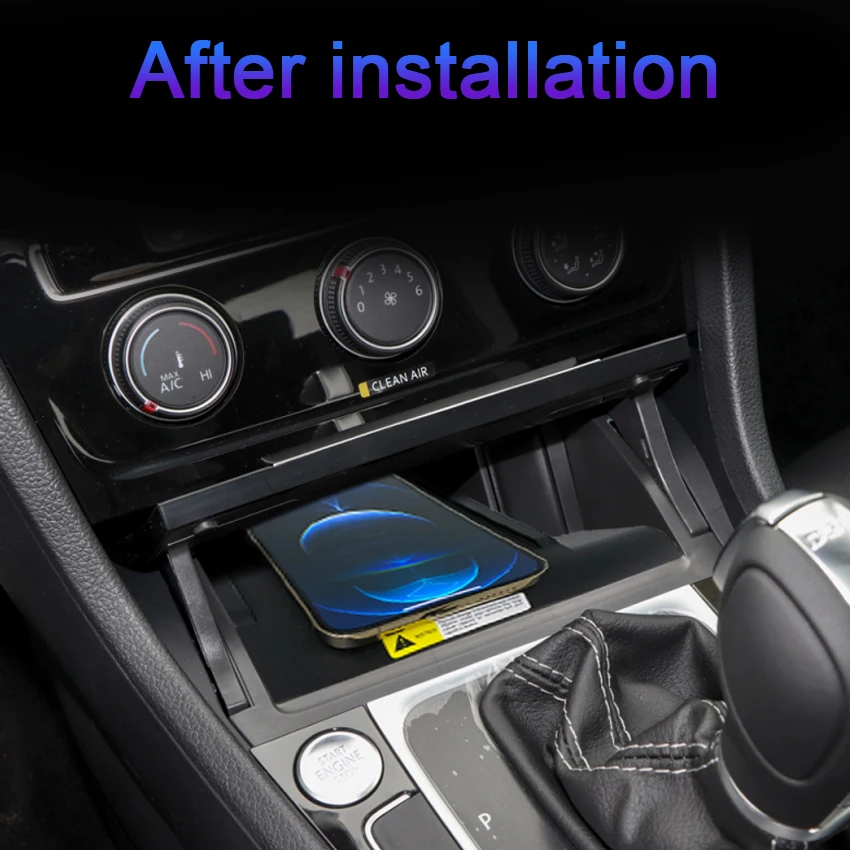Фото Подходит для Volkswagen GOLF 7 2016 2017 2018 2019 2020, автомобильное беспроводное зарядное устройство QI, зарядная пластина, держатель для мобильного телефона, аксессуары №3