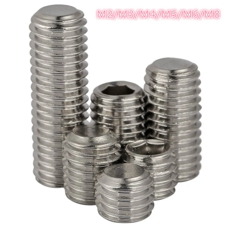 

25pcs Hexagon Socket Set Screw Flat Point Allen Head Grub Screw M2/M3/M4/M5/M6/M8 Stainless Steel Headless Set Screw