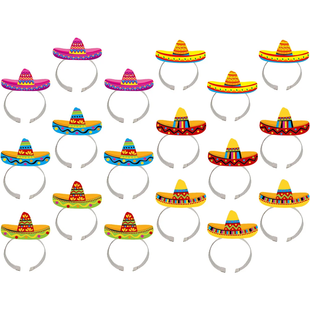 

18Pcs Party Headdress Sombrero Headdress Mexican Festival Hairbands Hair Accessories