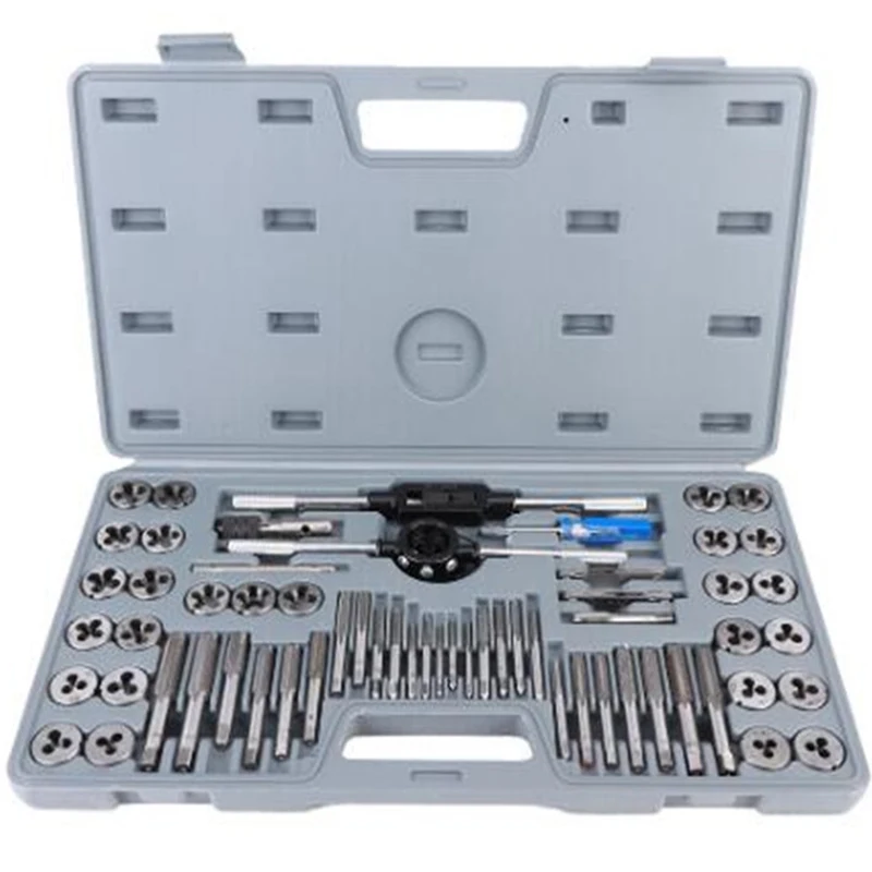 

Набор метчиков и штампов, метрический ручной инструмент с английской резьбой, инструменты для резьбы, 60 шт