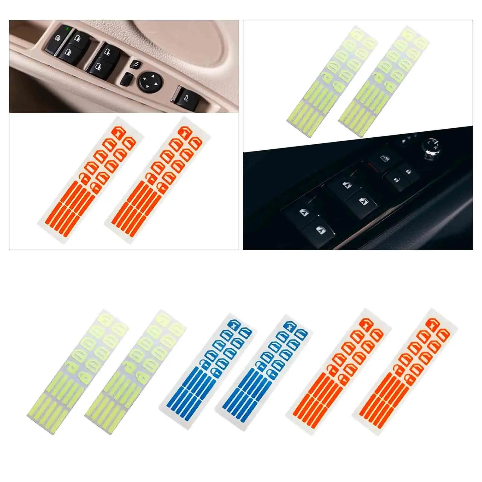 2 шт. светящиеся автомобильные наклейки на стекла и двери