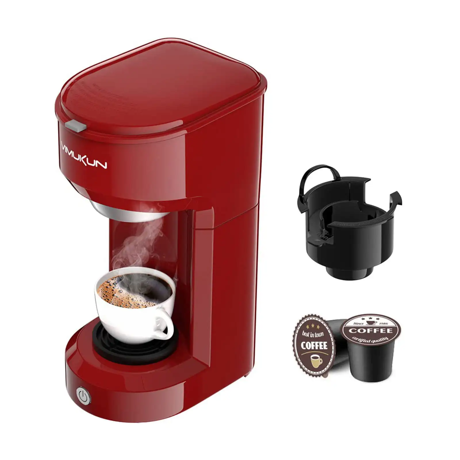 

Кофеварка для одного сервиса, Кофеварка от 6 до 14 унций, совместима с K-Cup, капсулы с одной чашкой и резервуаром, маленький размер, красная