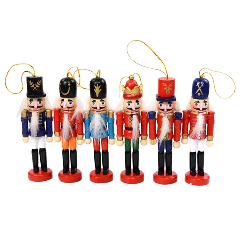 

1SET 12Cm Wooden Nutcracker Puppet Creative Desktop Decoration Christmas Ornaments Drawing Walnuts Soldiers Band Dolls