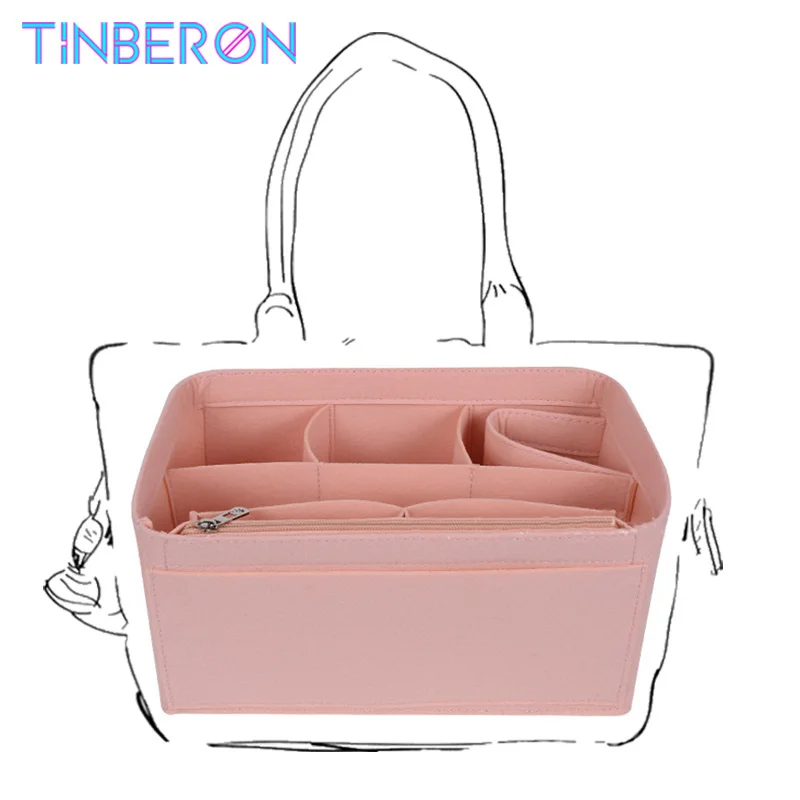 

TINBERON Large Medium Small Felt Cloth Insert Bag Organizer Travel Makeup Cosmetic Inner Bag Woman Bag Arrange Storage Artifact