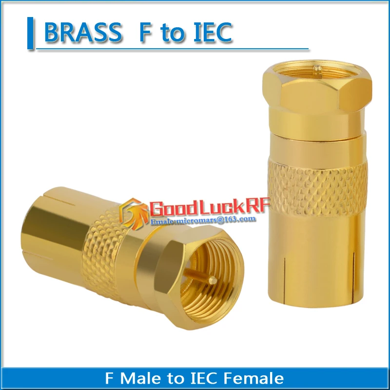 F к IEC DVB-T броши для розетки телевизора штекер гнезду золотые латунные прямые